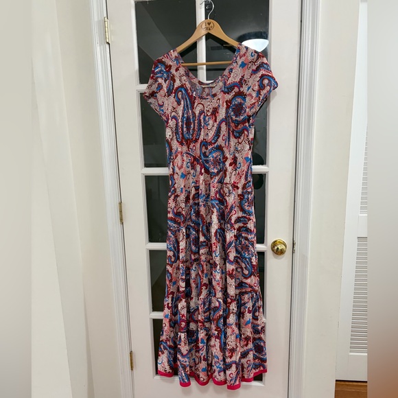 SOFT SURROUNDINGS Kara Paisley Tiered Boho Dress - size L - Picture 3 of 10